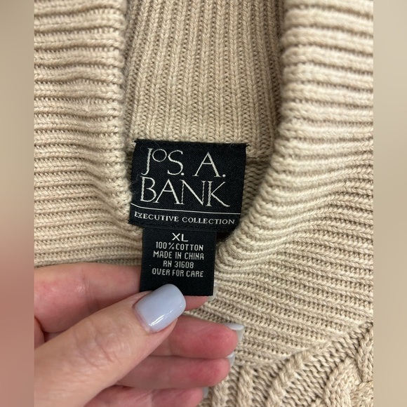 Jos. A. Bank Executive Collection Cable Knit Long Sleeve Pullover Sweater Cotton - Picture 6 of 10
